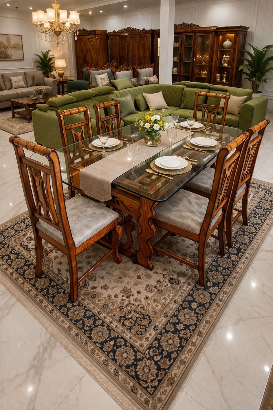 Elegant 6-Seater Glass Top Dining Set 